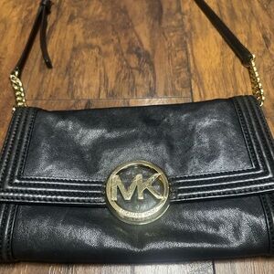Michael Kors Black Crossbody Bag with Gold Accents